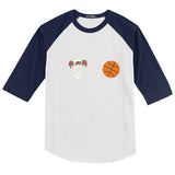 XOXO Skeleton Basketball Valentine Gift For Valentine Day Kids Colorblock Raglan Jersey