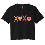Xoxo Valentines Day Pencil Apple School Women's Crop Top Tee