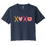 Xoxo Valentines Day Pencil Apple School Women's Crop Top Tee