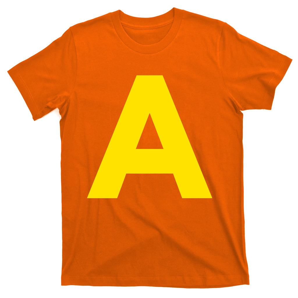 Yellow A On Red For Alvin Costume Halloween Fancy Dress T-Shirt