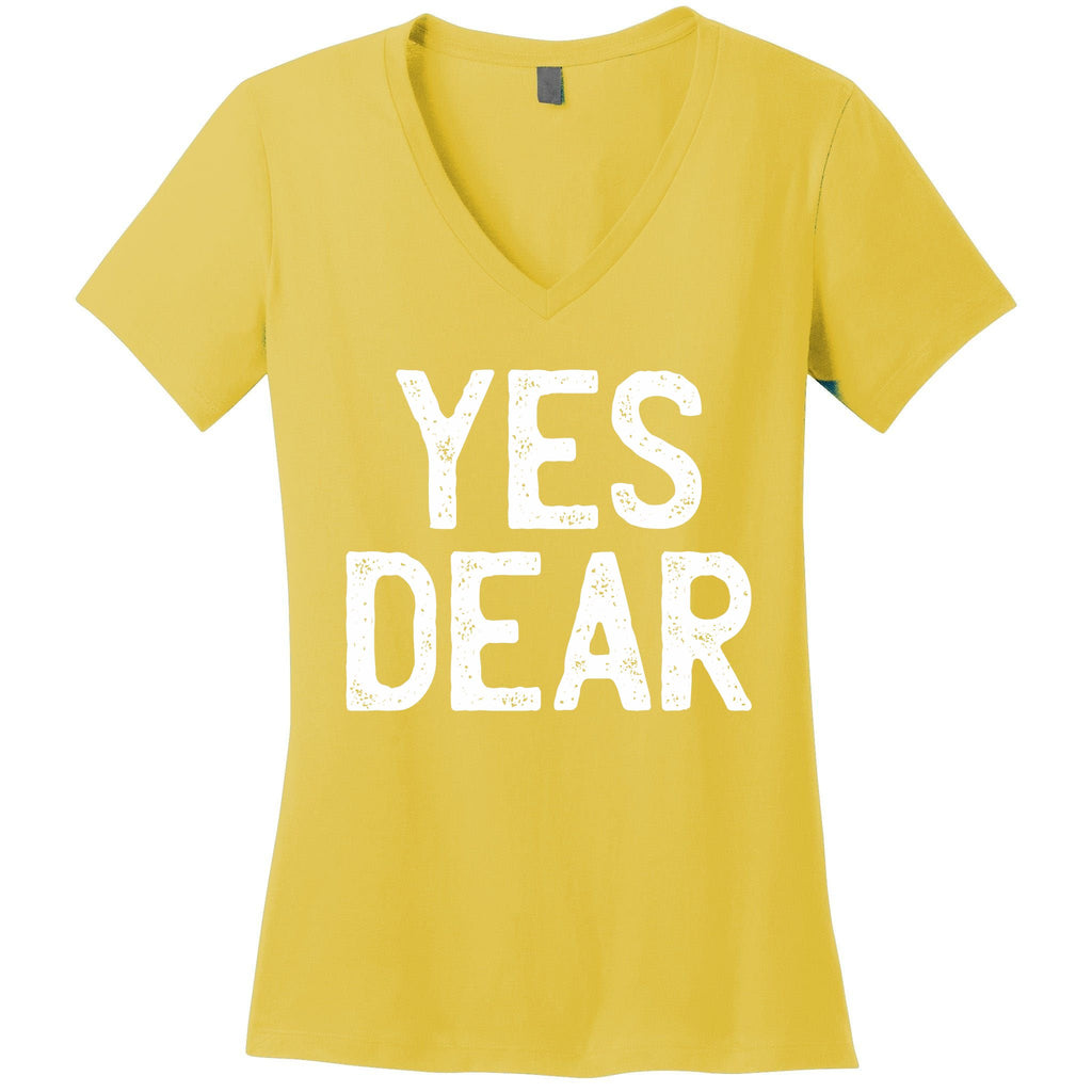 Yes Dear Funny Whipped Husband Marriage Valentine Women's V-Neck T-Shirt