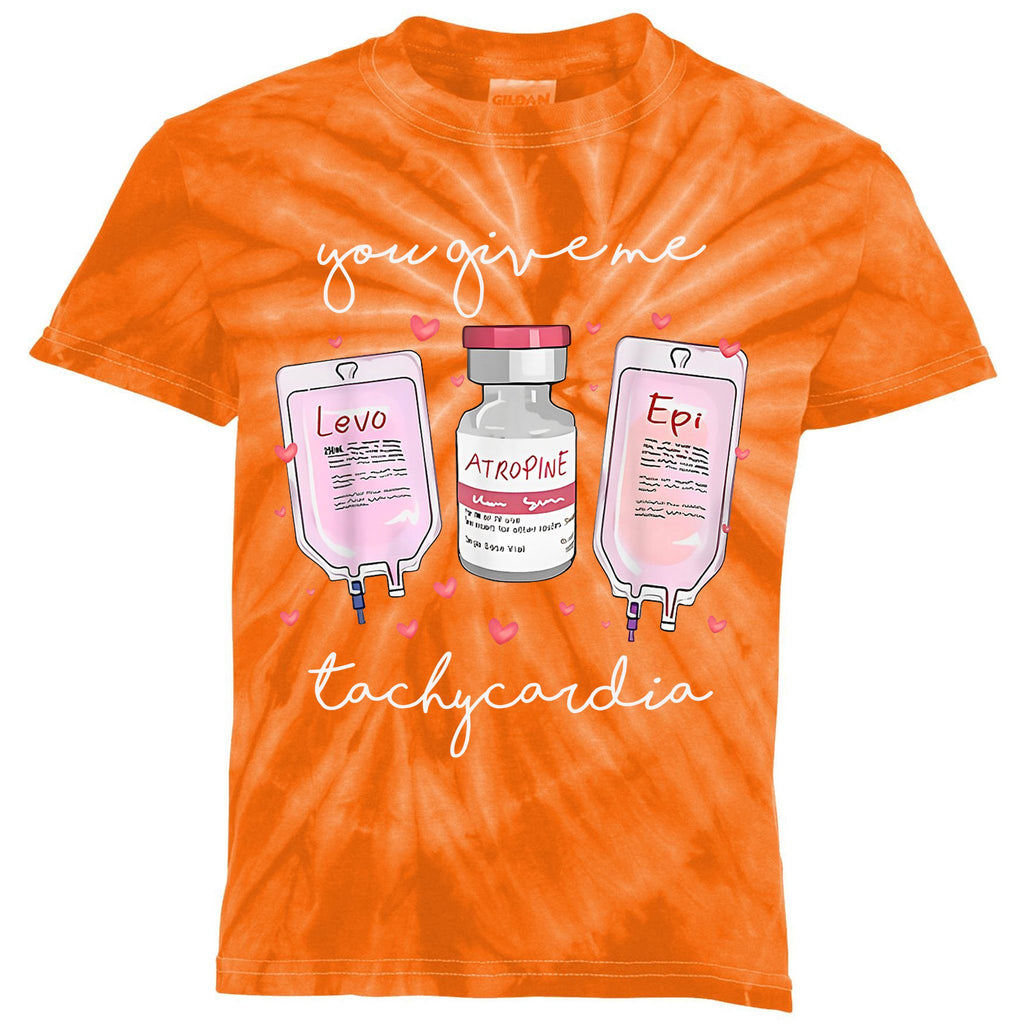 You Give Me Tachycardia Valentines Day Nurse Kids Tie-Dye T-Shirt