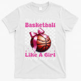 Yes I Do Play Basketball Like A Girl Mom Coquette Bow T-Shirt