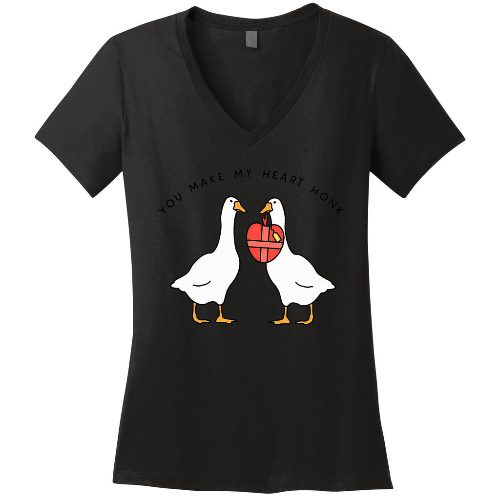 You Make My Heart Honk Silly Goose ValentineS Day Women's V-Neck T-Shirt