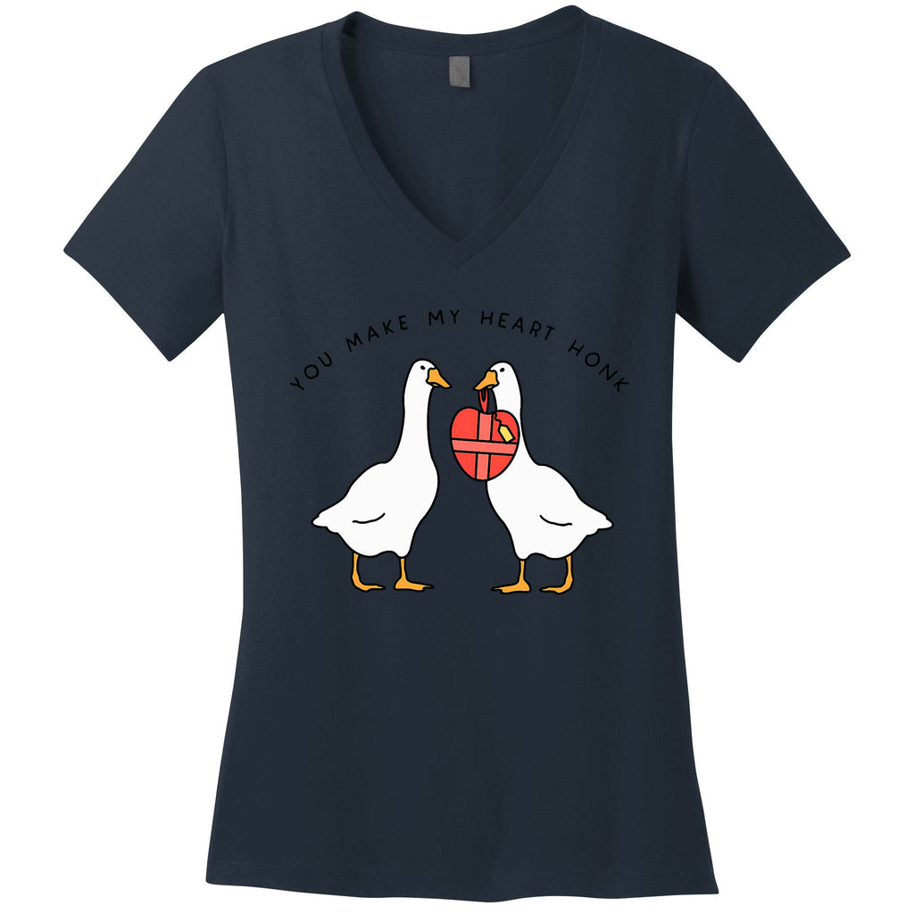 You Make My Heart Honk Silly Goose ValentineS Day Women's V-Neck T-Shirt