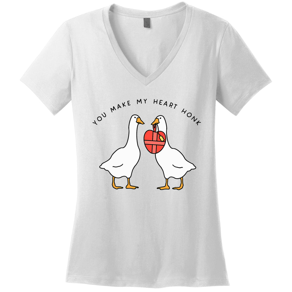 You Make My Heart Honk Silly Goose ValentineS Day Women's V-Neck T-Shirt