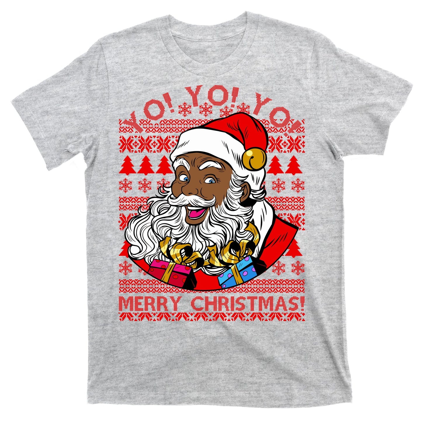 Yo Yo Yo Ho Ho Ho Black Santa Claus Ugly Christmas T-Shirt