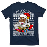Yo Yo Yo Ho Ho Ho Black Santa Claus Ugly Christmas T-Shirt
