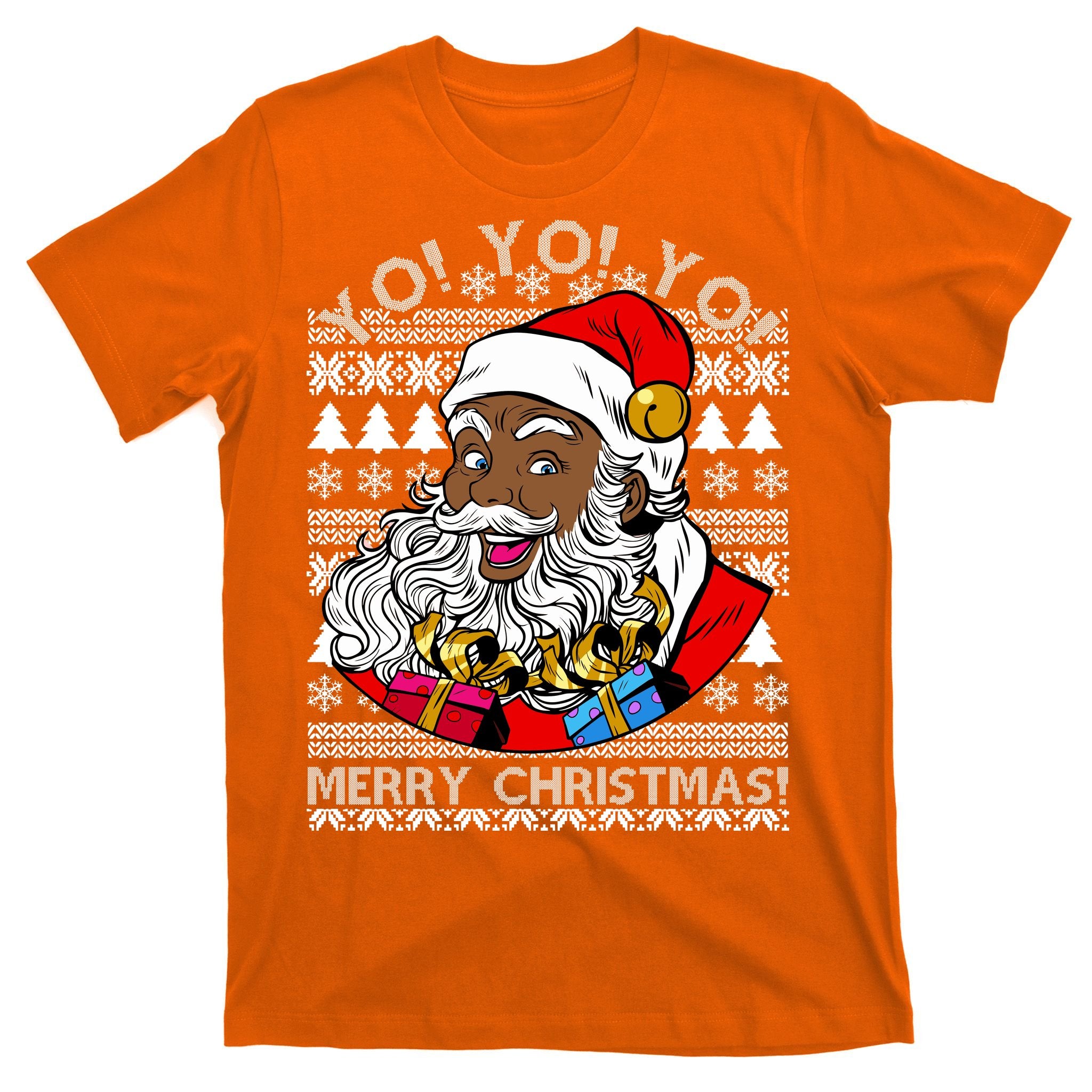 Yo Yo Yo Ho Ho Ho Black Santa Claus Ugly Christmas T-Shirt