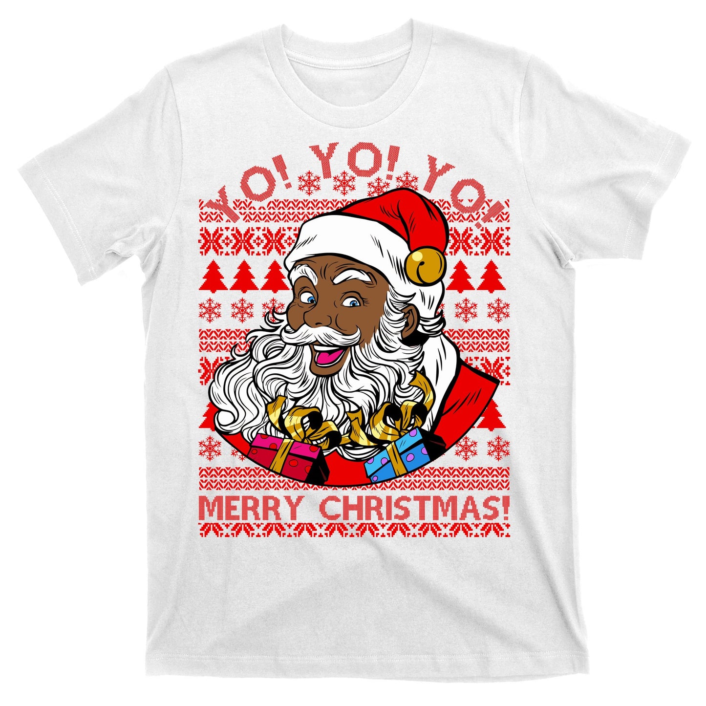 Yo Yo Yo Ho Ho Ho Black Santa Claus Ugly Christmas T-Shirt