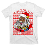 Yo Yo Yo Ho Ho Ho Black Santa Claus Ugly Christmas T-Shirt