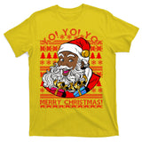 Yo Yo Yo Ho Ho Ho Black Santa Claus Ugly Christmas T-Shirt